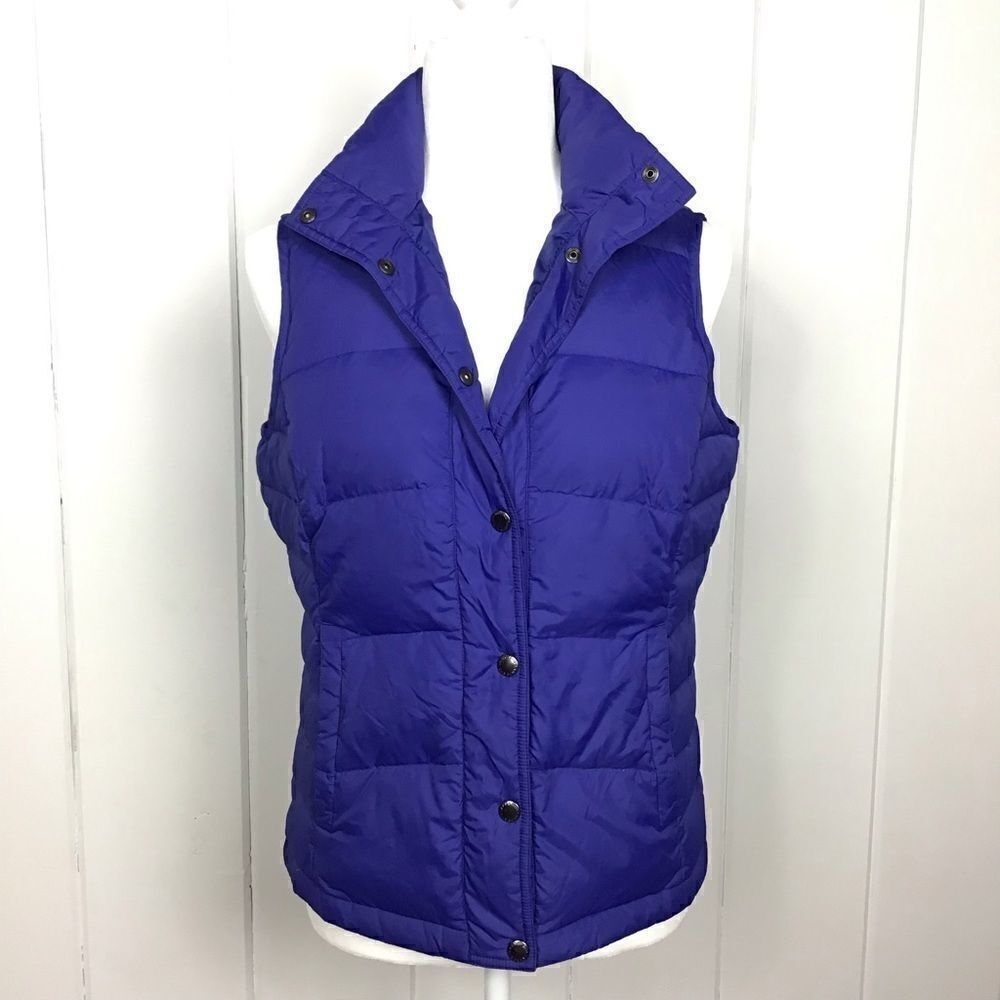 Lands’ End Down Puffer Periwinkle Snap Vest, Size XS‎
